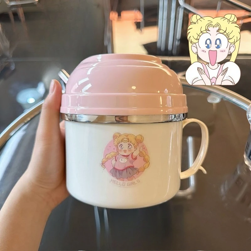 

Sailor Moon animation peripheral kawaii stainless steel lunch box student dormitory ins style with lid easy to clean tableware