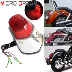 12V Red Lens Rear Taillight Running Brake Light For Kawasaki Vulcan 650 900 Honda Shadow Sabre GL VT 1100 1200 400 500 700 750