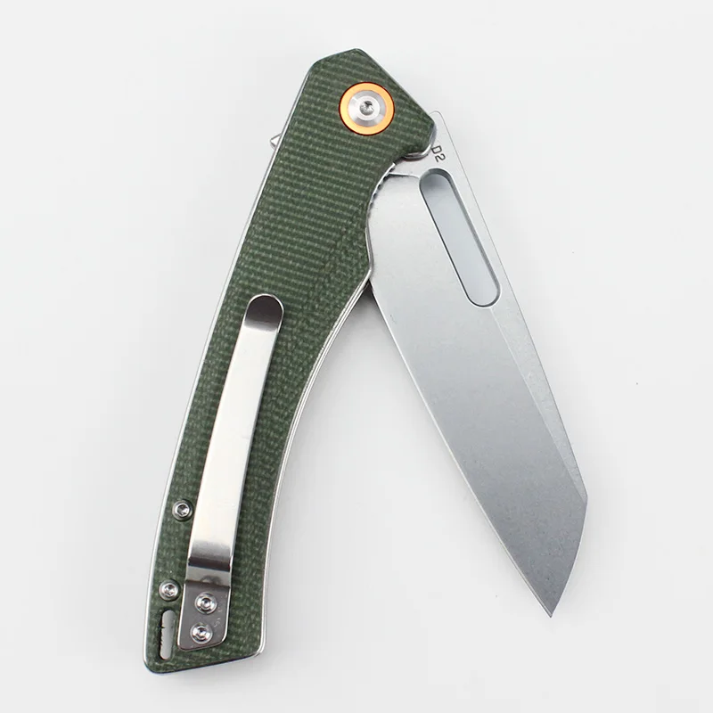 GT957 Folding Tactical Knife D2 Steel Blade Micarta Handle Ball Bearing Pocket Knives Portable EDC Camping Tool