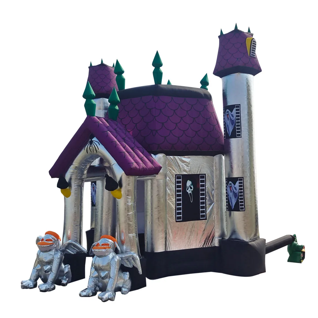 Halloween Inflatable Haunted House Castle Lighting with Gargoyle Ghost with Air Blower for Yard Party Decoration