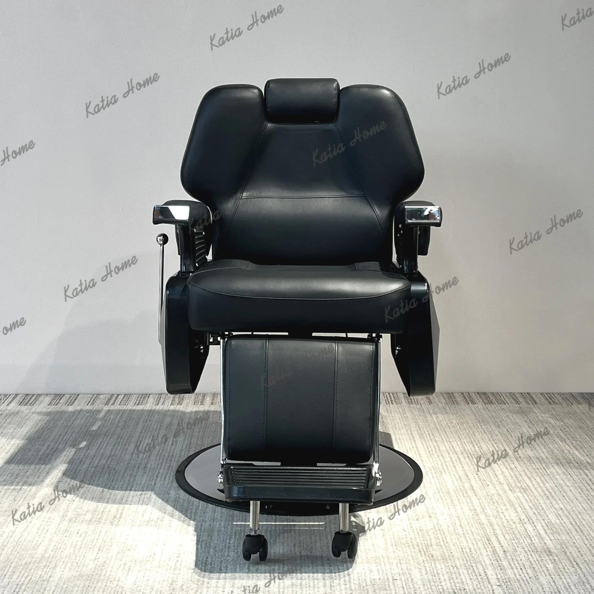 LSHeavy Duty Hydraulic Barber Chair Reclining PU Leather Styling Chair Removable Headrest Hairdressing Beauty Salon Furniture
