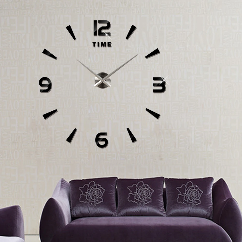 

Waterproof Eco-Friendly Mirror Surface 3D Acrylic Wall Clock Oversize Modern Hanging Decorative Bedroom Bathroom for Home