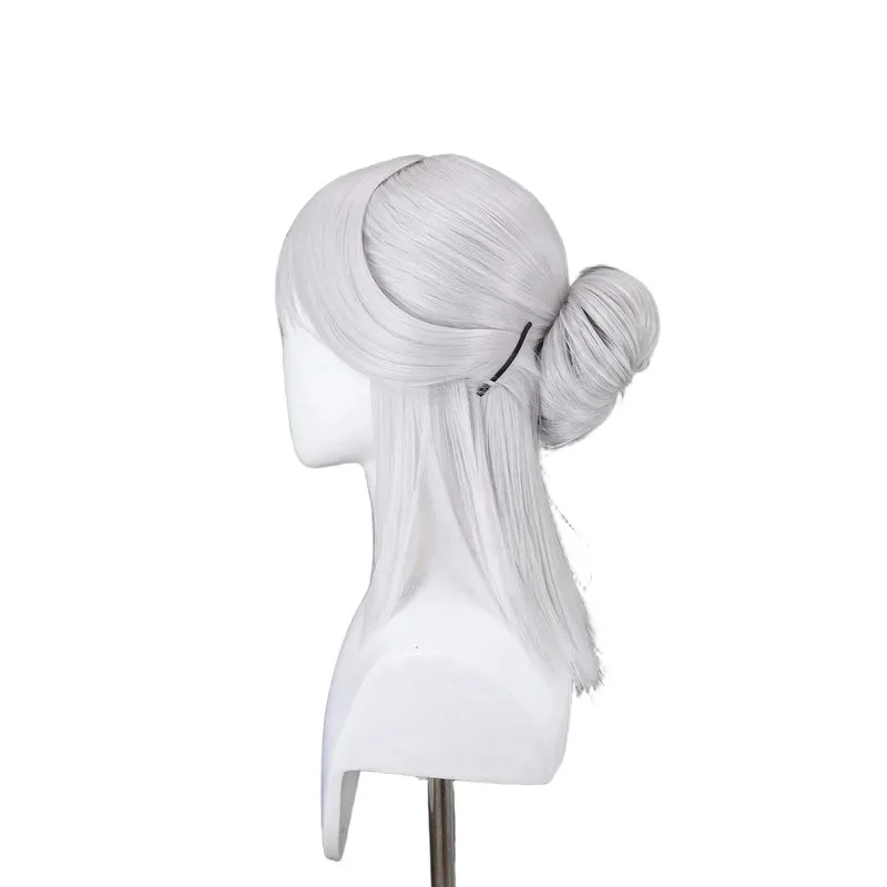 DY20Witcher 3 سيريلا فيونا إلين ريانون سيري كوسبلاي شعر صناعي فضي رمادي متوسط طويل على غرار شعر مستعار كوميدي 25