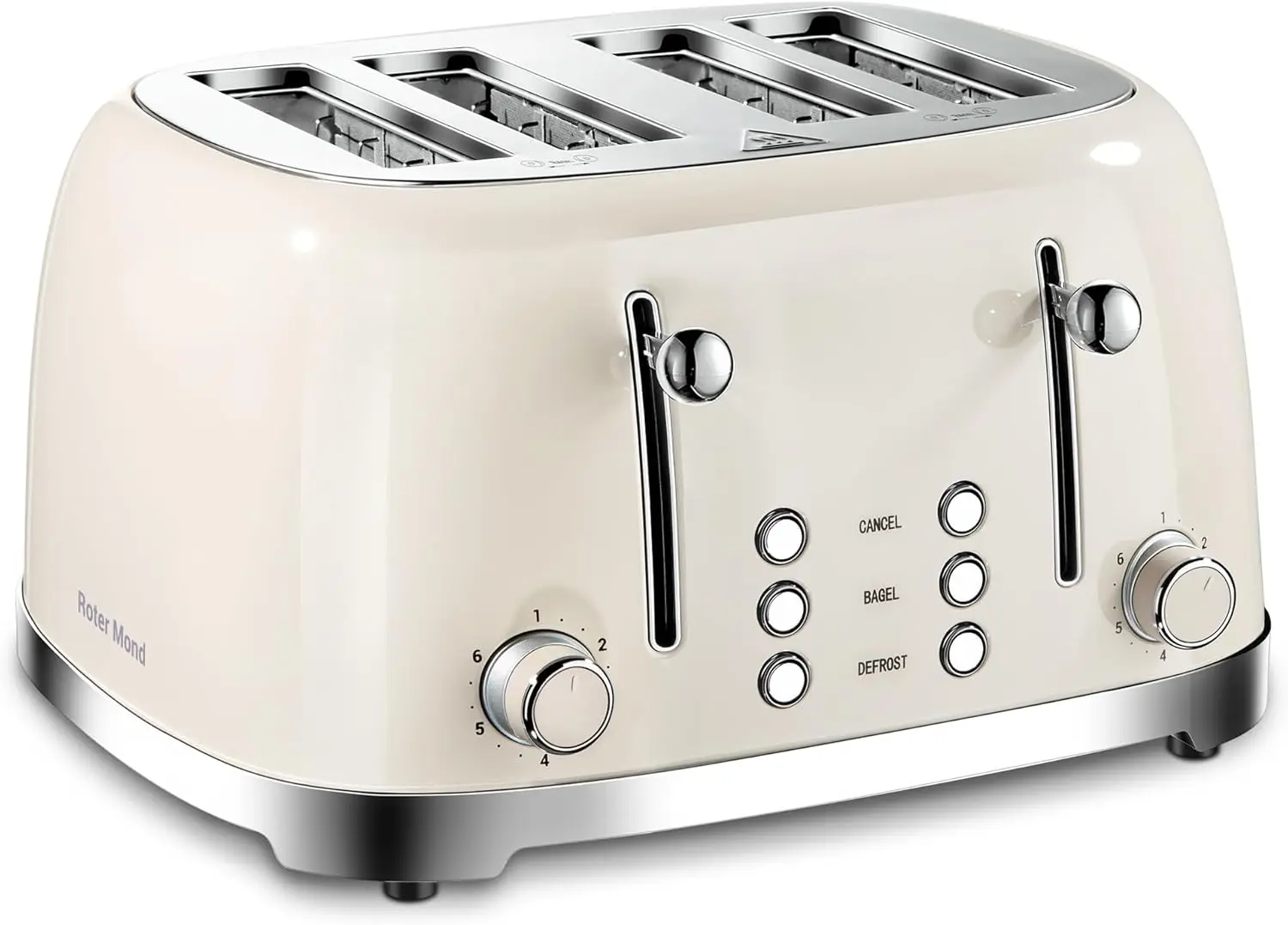 

4 Slice Toaster Retro Stainless Steel with Bagel Defrost Cancel Function, 6 Browning Settings, Extre Wide Slot and Removable