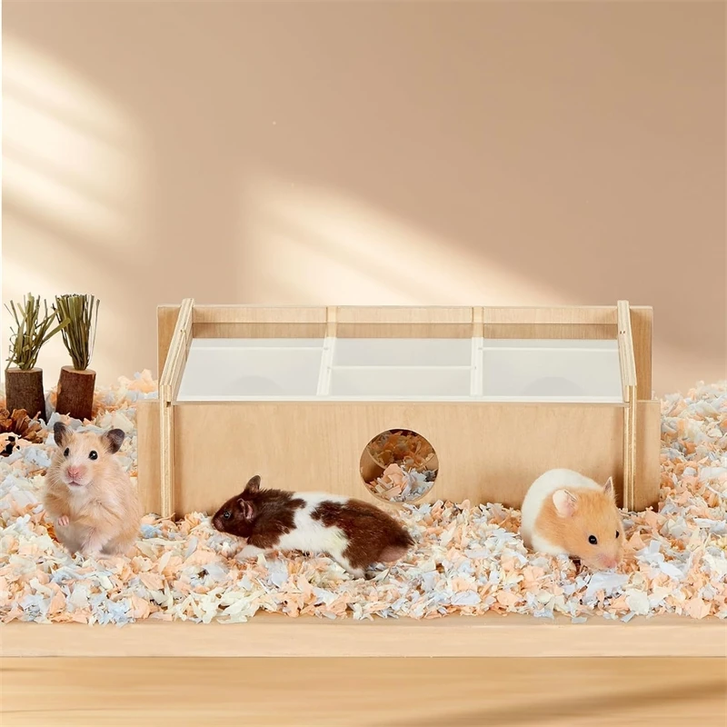 Solid Wood Hamster Maze Toy Creative Hideout Exploration Playset For Hamster Owners Small Pets Cage Habitat Decor Cozy Gift