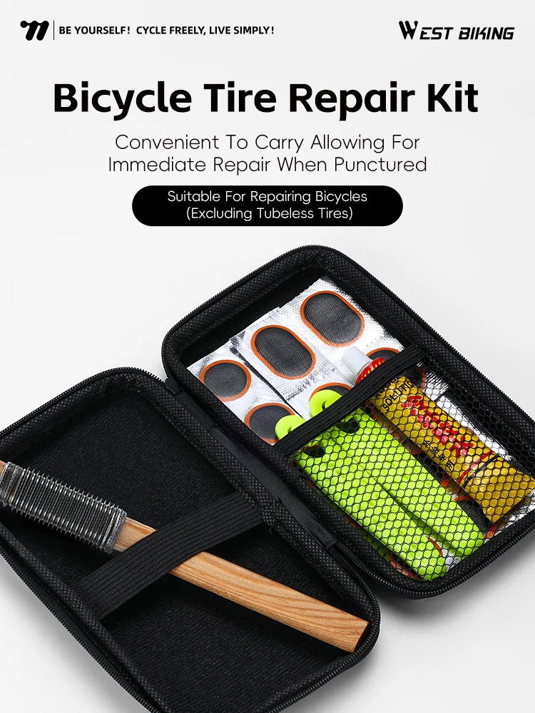 AliExpress West Biking WEST BIKING Bicycle Tire Repair Kit Anti-Aging High-Elasticity Tire Patch Set Tire Lever Wood File Glue Bike Repair Tool Kits