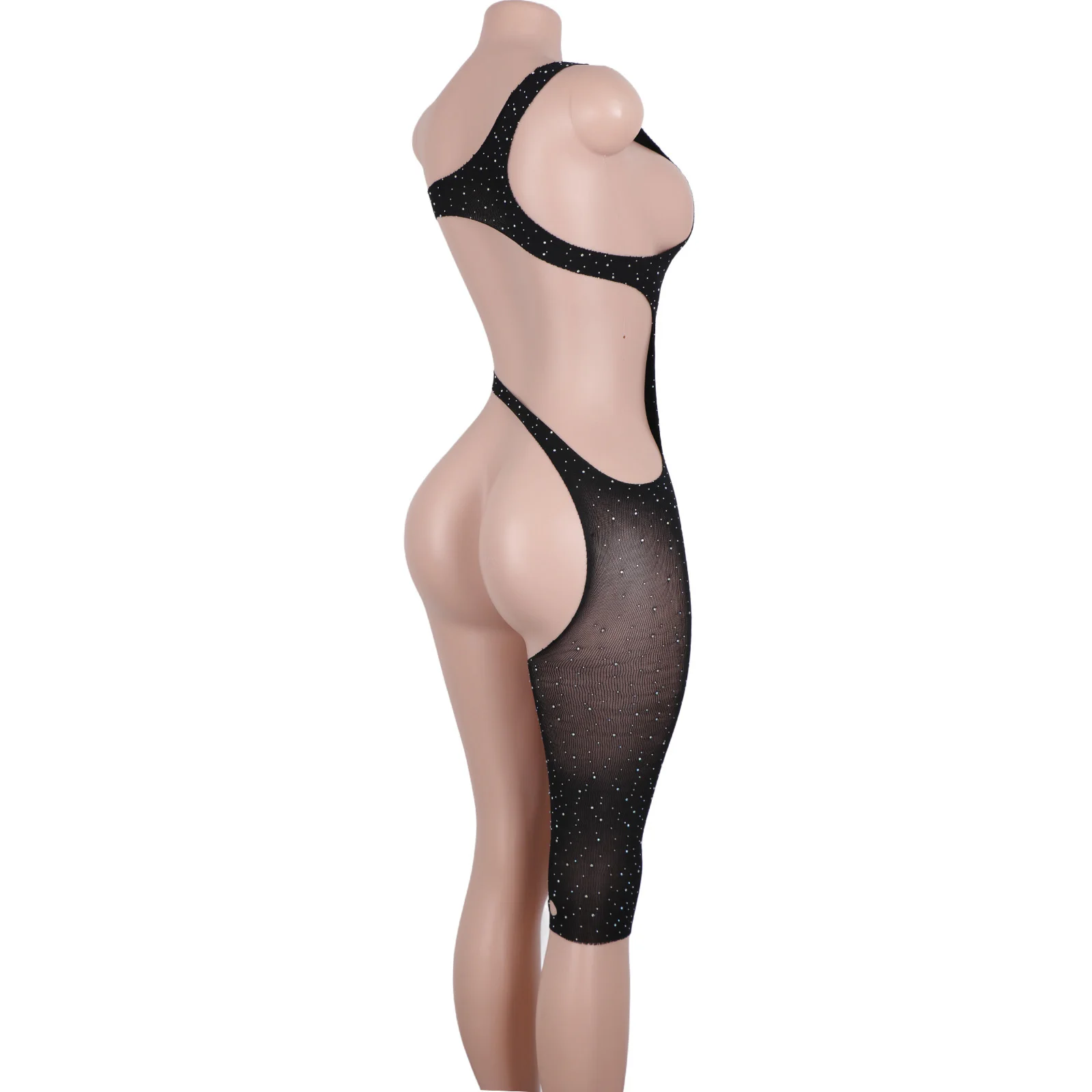 Women's  Dancewear Night Club Cutout Mesh Shorts With Sheer Net and Hot Sale Garter Leg Wraps for Wholesale Exotic Performance view 4