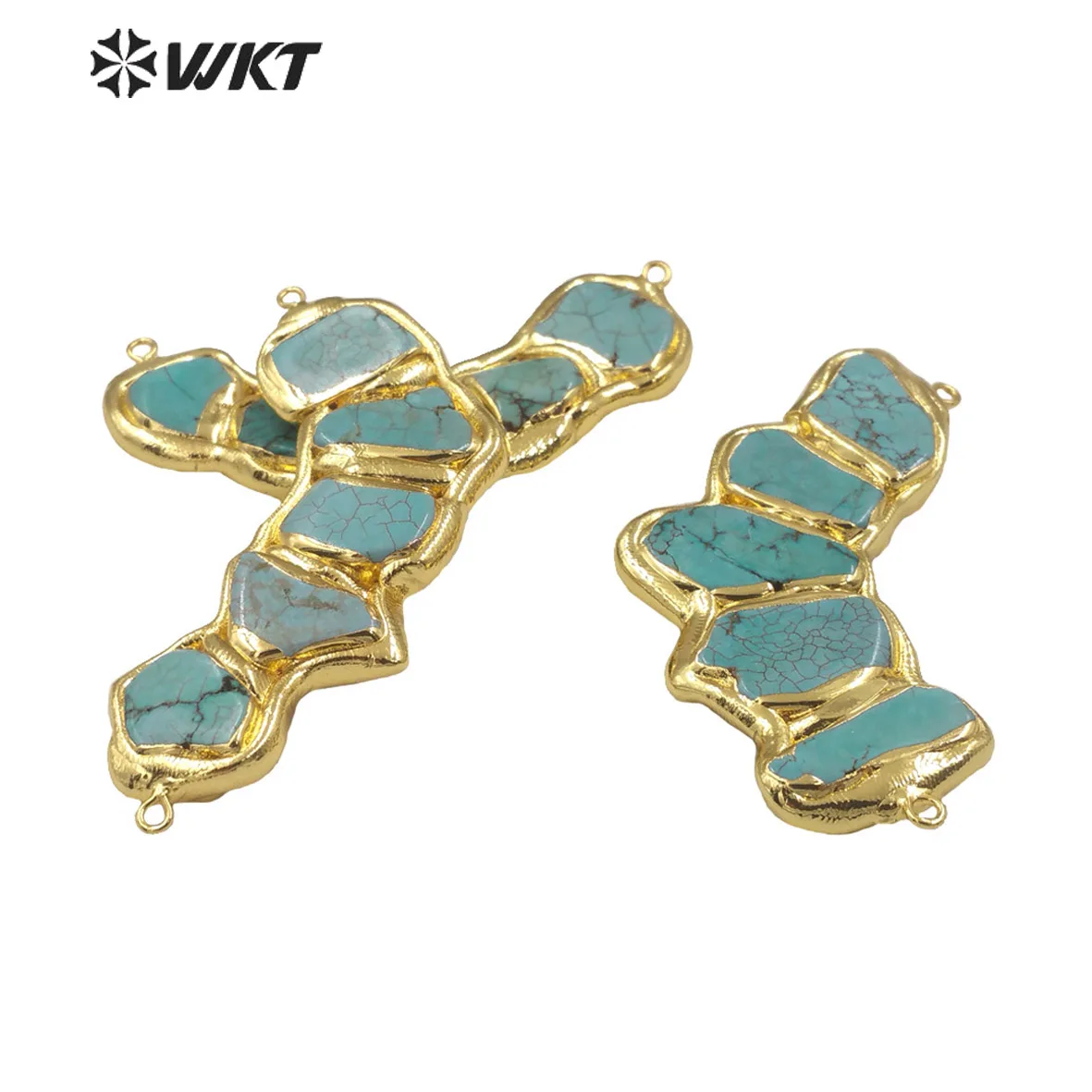 WT-N1458  WKT 2023 Popular Style Turquoise Connector Pendant Necklace 18k Gold Plated  Women Accessory Amazing Design Girl