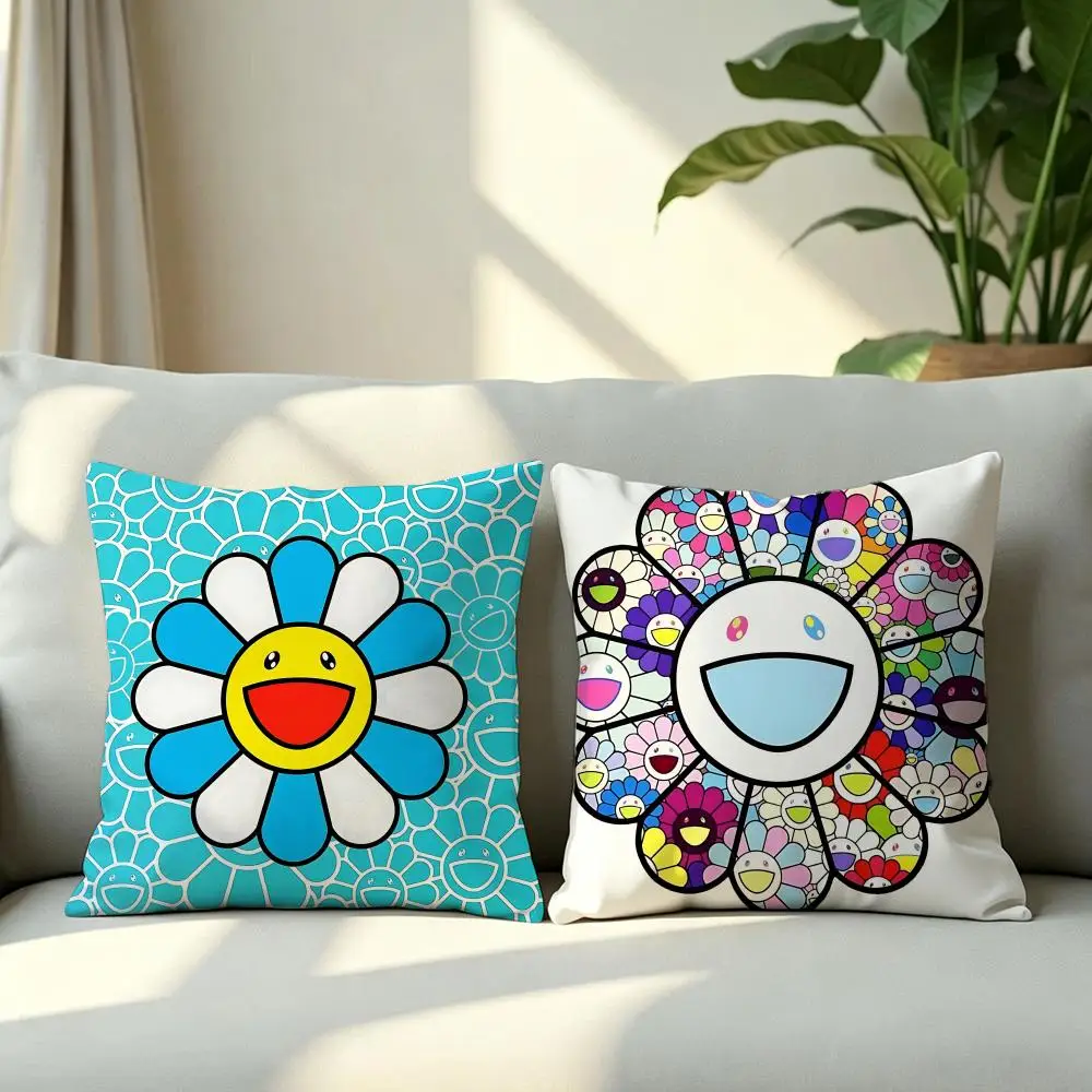 Artistic T-Takashi MurakamiS Cushion Cover 4Pcs Soft Plush Throw Pillow Covers 40x40 45x45 for Sofa Bedroom