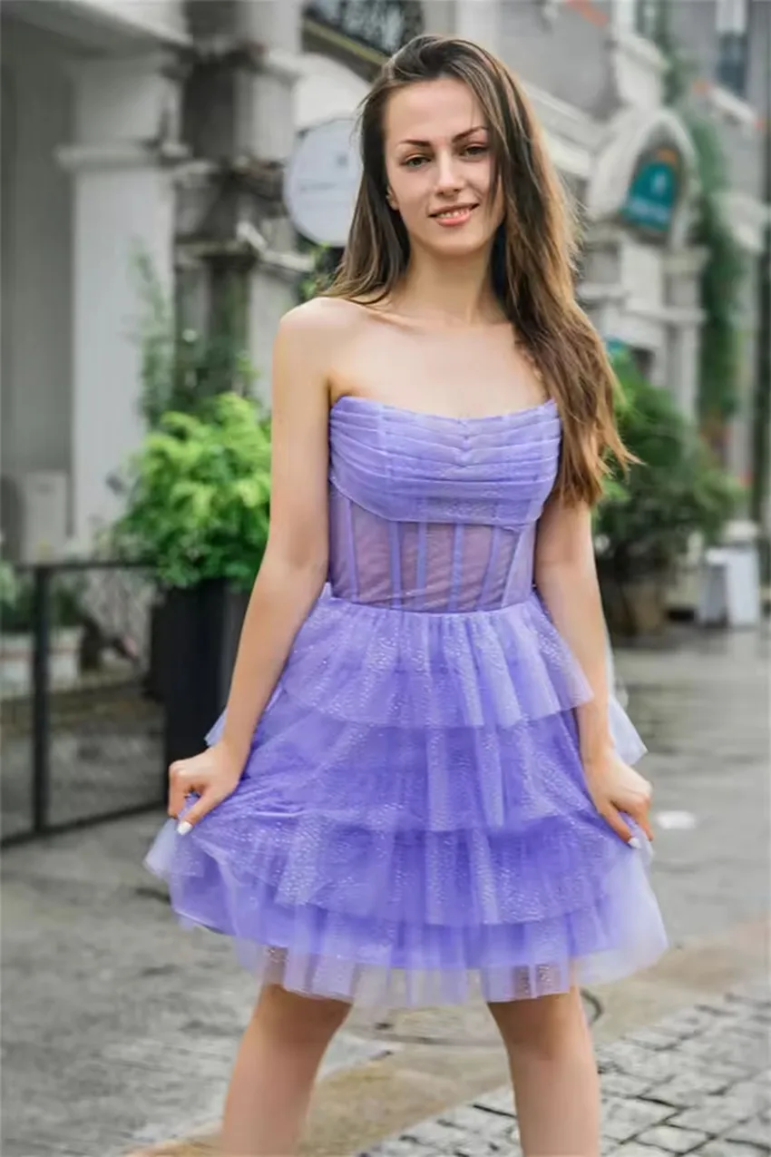 Vestidos de fiesta cortos personalizados de corte a, vestido de fiesta de tul sin mangas con escote en forma de corazón, Mini vestido de noche, vestidos de fiesta 2025