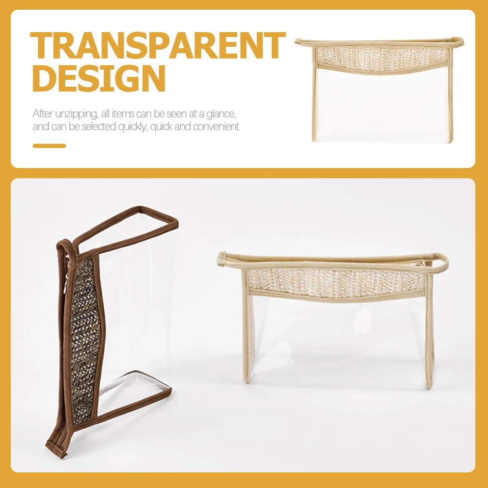 2 szt. Przezroczyste, wodoodporne kosmetyczki do przechowywania makijażu, prosty design z zamkiem błyskawicznym, przenośny organizer podróżny na przybory toaletowe do codziennego użytku.