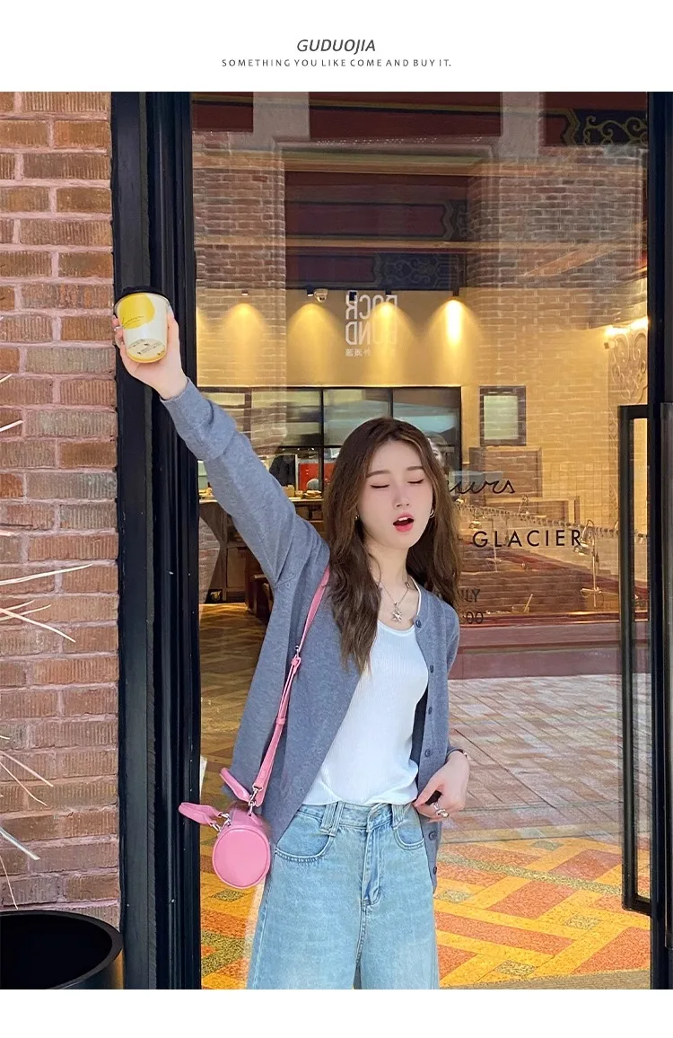 2026 Women Cardigans Sweater Casual Warm Spring Summer O-neck Long Sleeve Single Breasted Slim Fashion Korean Knitwears Tops