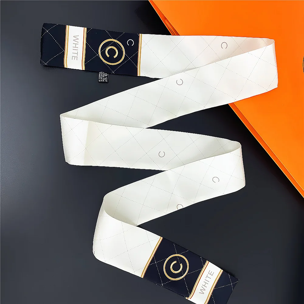 

Женский элегантный рабочий шарф 118*5 см, саржевый шелковый материал, узкая накидка на шею, мягкий клетчатый узор для офисных путешествий