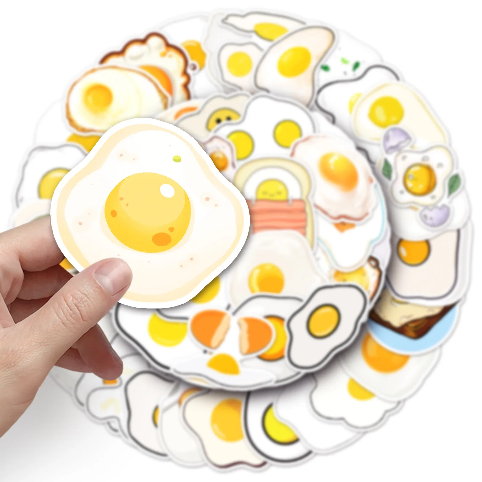 10/30/50PCS Cute Egg Cartoon Stickers Yolk Sticker Fried Eggs Graffiti Toy DIY Luggage Laptop Car Bike Skateboard Decals Kid Toy