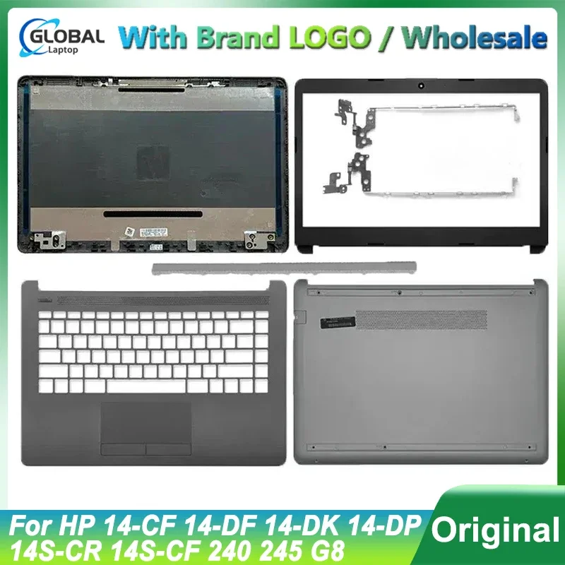 For HP 14-CF 14-DF 14-DK 14-DP 14S-CR 14S-CF 240 245 G8 Laptop Case LCD Back Cover/Front Bezel/Hinges/Palmrest/Bottom Case Gray