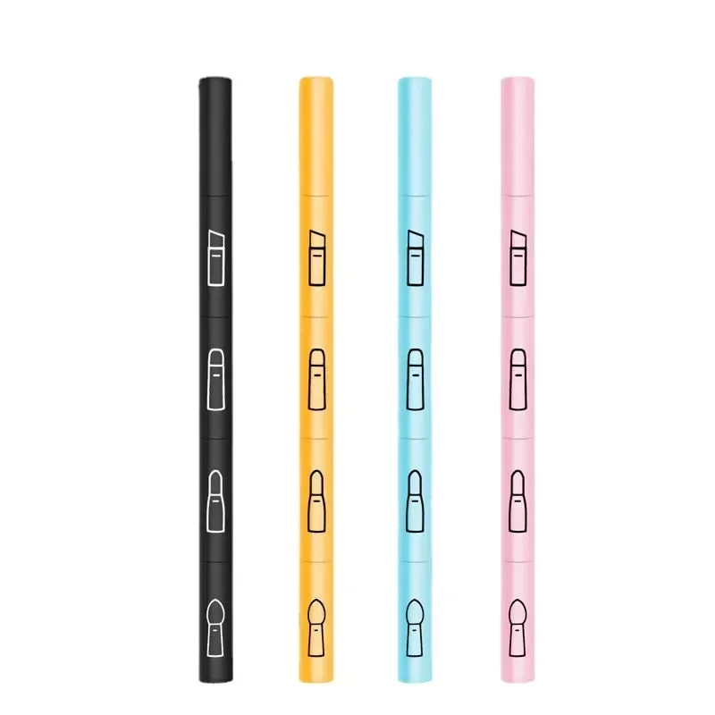 แปรงแต่งหน้าขนาดพกพา 4 in 1 พร้อมด้ามจับพลาสติก แปรงแต่งตา แปรงทาปาก อุปกรณ์แต่งหน้าอเนกประสงค์