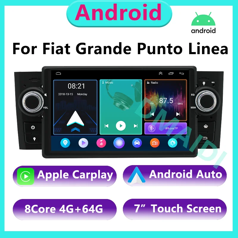 For Fiat Grande Punto Linea 2007-2012 Video Stereo CarPlay Auto 7