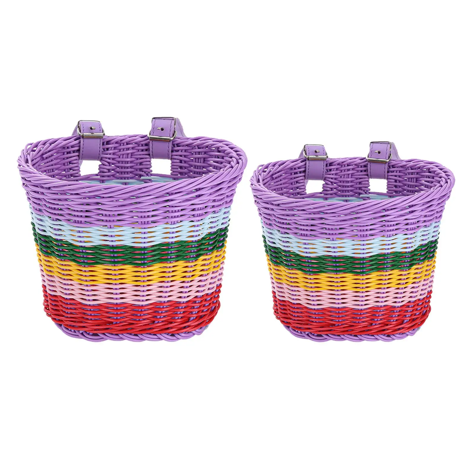 Kids Bike Basket Front Decoration with Adjustable Straps Woven Basket Children Bicycle Front Basket for Boys Girls Street Biking