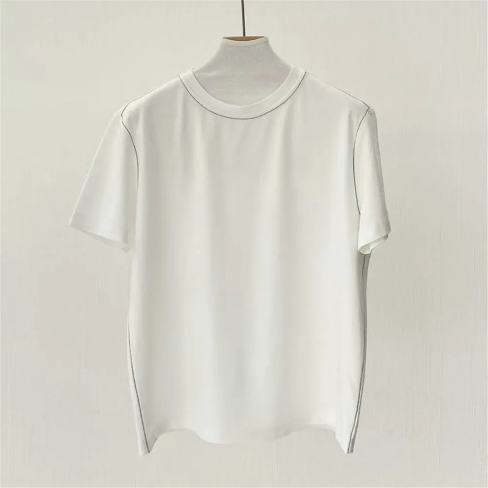 25 봄/여름 신제품 여성 캐주얼 다목적 코튼 혼합 반소매 티셔츠 + 스트레이트 레그 팬츠 투피스 세트