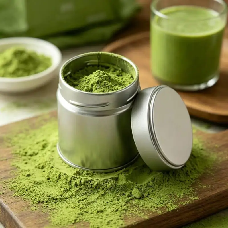 1Pc Portable Mini Matcha Powder Can Thick Tinplate Sealed Jar Tea Spice Storage Kitchen Household Gadgets