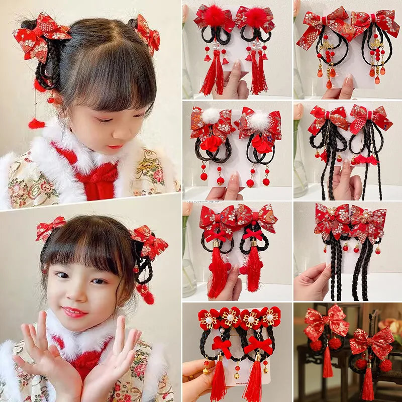 New Chinese style girl baby headwear Chinese New Year hair accessories tassels New Year holiday accessories