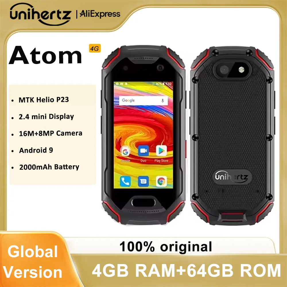 Unihertz ATOM Mini Rugged Smartphone 4GB 64GB Android 9 Octa Core 2.45 inch Unlocked Cellphone 2000mAh NFC