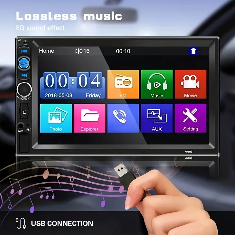 Double Din Car Stereo 7" LCD Screen Car Radio with Wireless FM, MP5 Player with USB/SD/AUX Input/Mirror Link with Reverse Camera - view 4