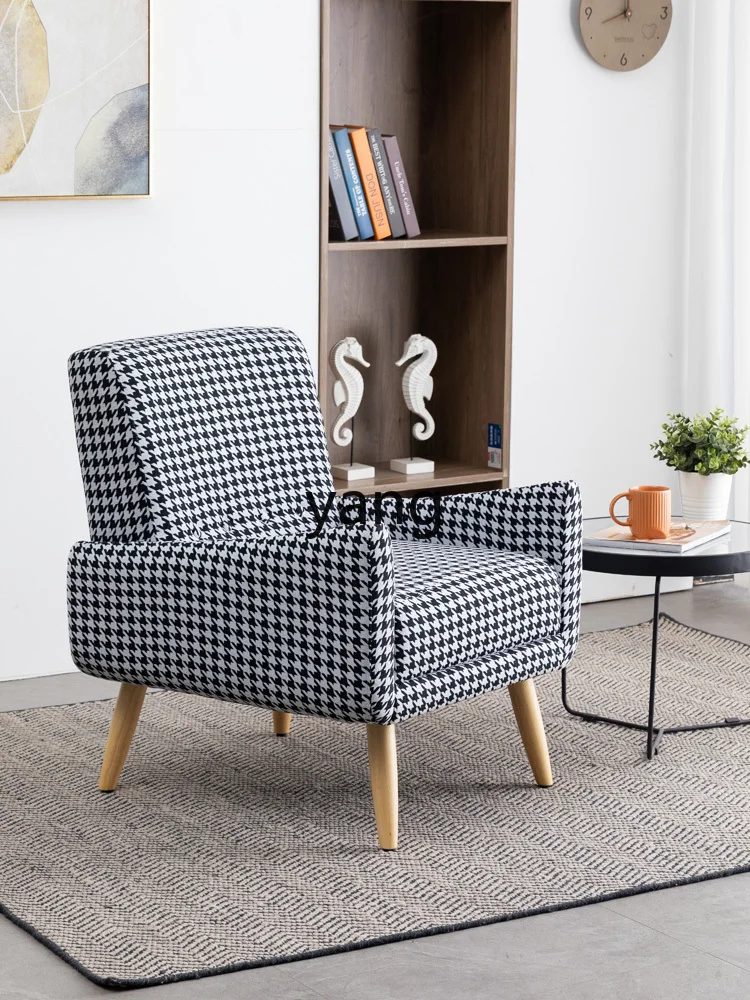 Yjq Houndstooth Fabric Single-Seat Sofa Chair Small Apartment Bedroom Living Room Light Luxury Leisure Chair