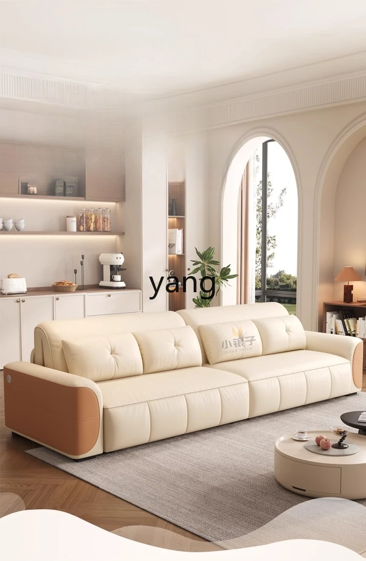 LTT sofá-cama elétrico de couro com controle remoto inteligente dobrável de dupla finalidade creme vento pequeno apartamento sala de estar estudo