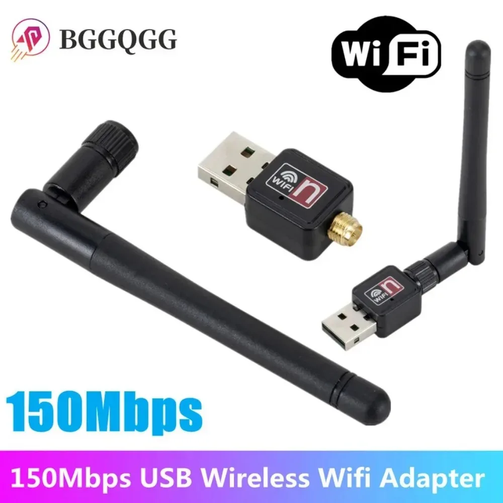 

BGGQGG WiFi Wireless Network Card USB 2.0 150M 802.11 b/g/n LAN Adapter with rotatable Antenna for Laptop PC Mini Wi-fi Dongle