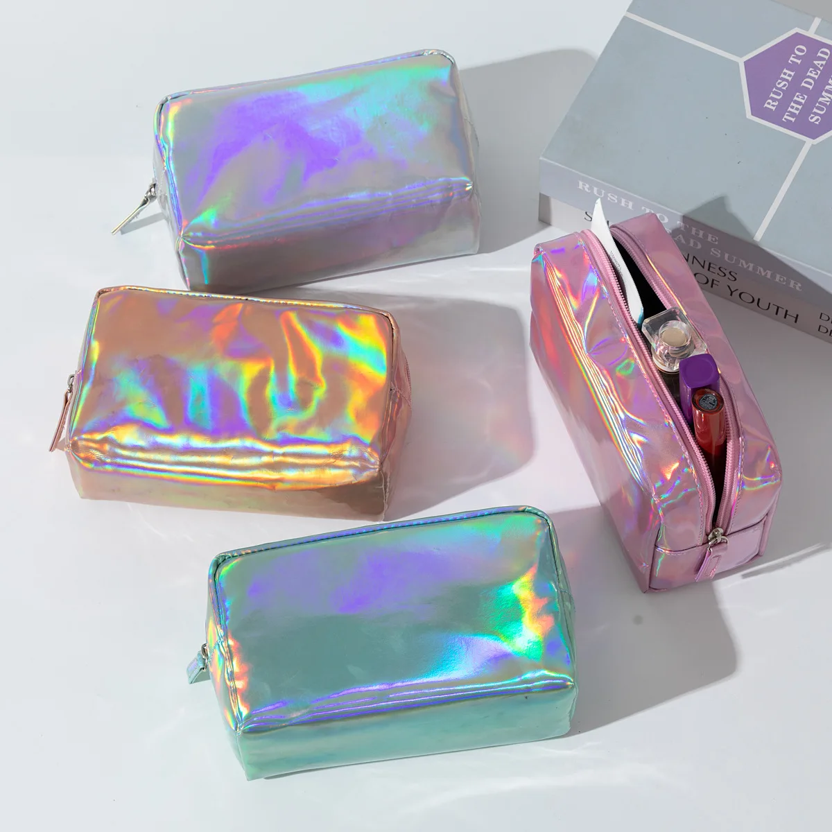 

Portable Wash Bag Compact Solid Color High-Capacity Storage Bag Lightweight Cosmetic Bag for Women