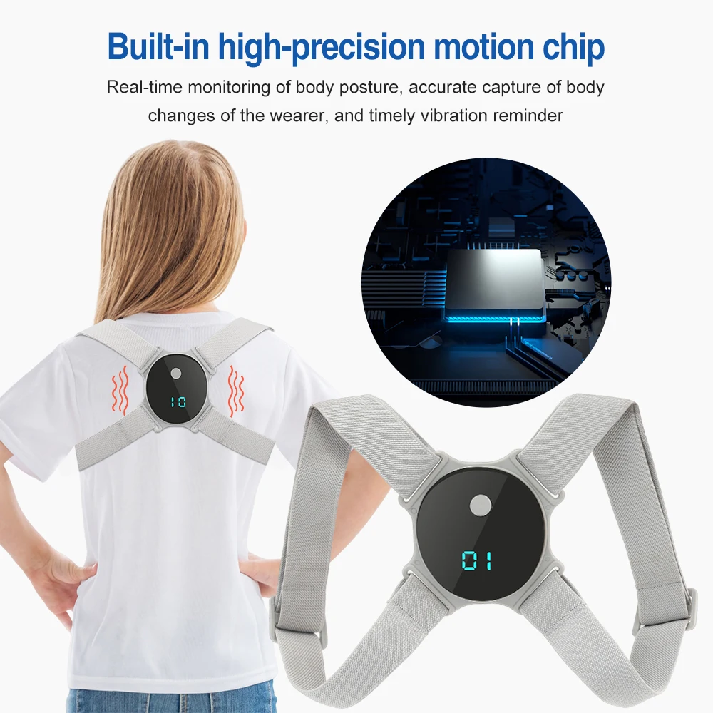 

LCD Back Posture Corrector Anti-Humpback Adult Children Portable Posture Correction Belt Shoulder Spine Support Brace