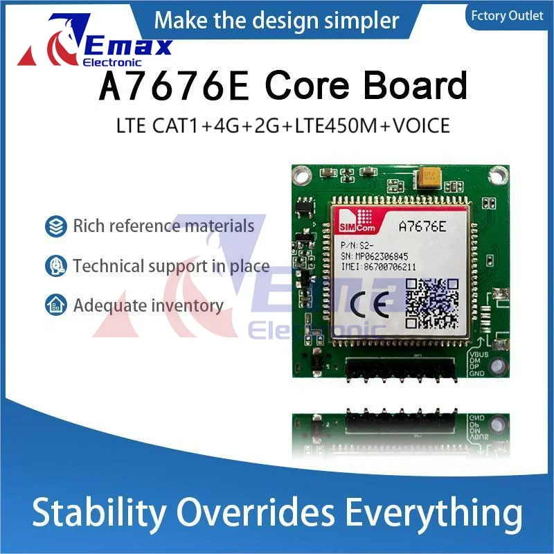 SIMcom A7676E Core Board A7676E Development Board LTE CAT1+4G+2G+LTE450M+Voice not Supported GPS