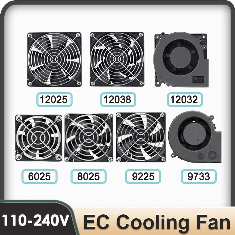 

Gdstime EC Brushless Fan 60mm 80mm 90mm 120mm AC 110V 120V 220V 230V 240V Computer Case Fan 6025 8025 9225 12038 Cooling Cooler