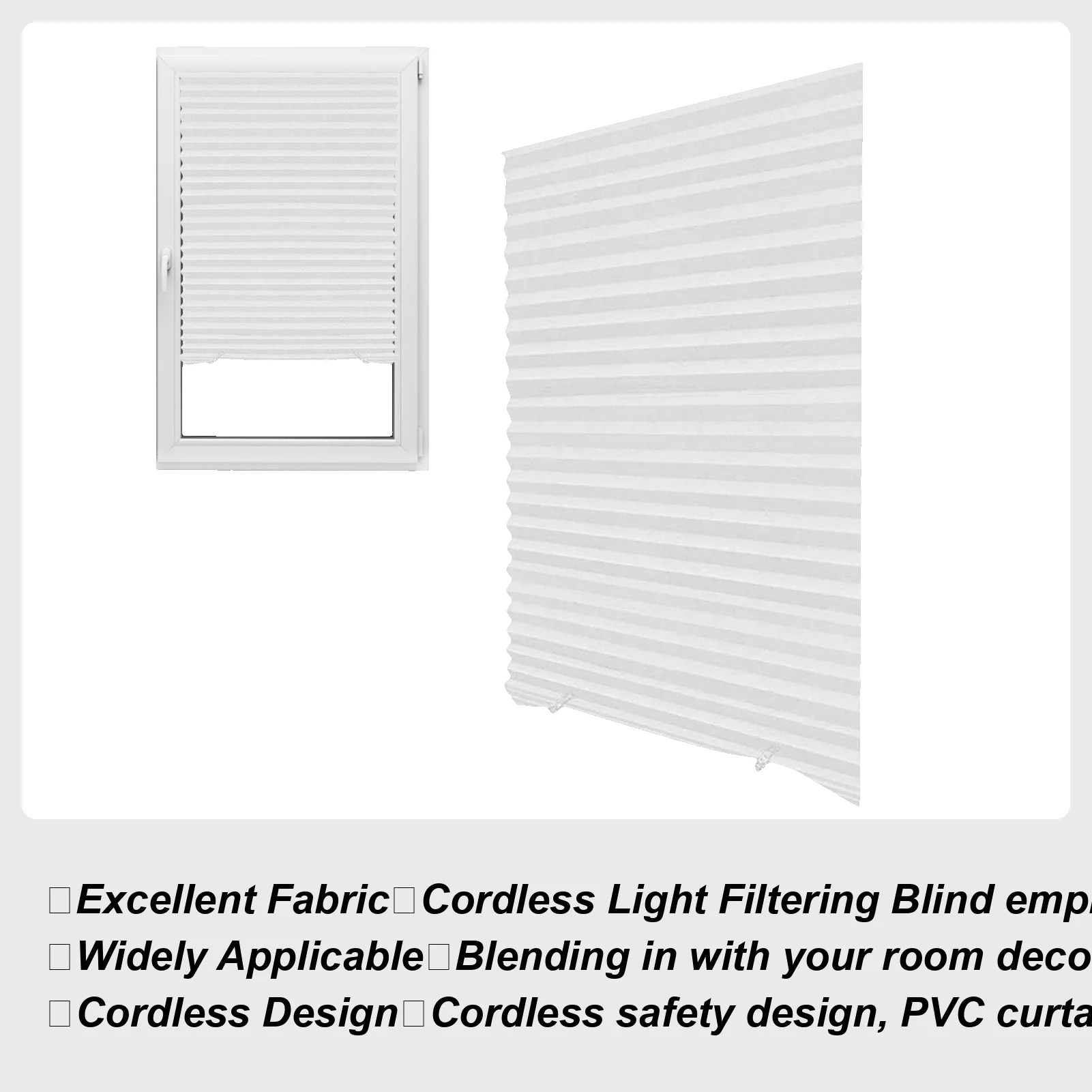 

Simple Pleated Window Shades Self-Adhesive Non-Woven Semi-Shading Blinds Curtains Living Room Bedroom Bathroom Home Decorations