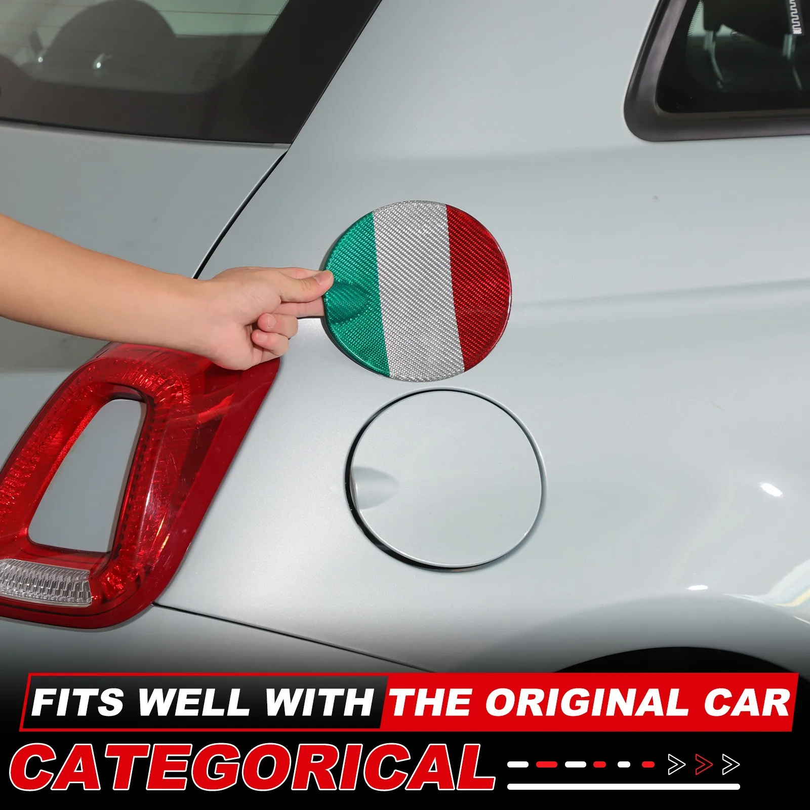 

1PCS Carbon Fiber Exterior Car Fuel Tank Cap Decorative Trim Cover Accessories For Fiat 500 2016-2025 For Abarth 595 2012-2019