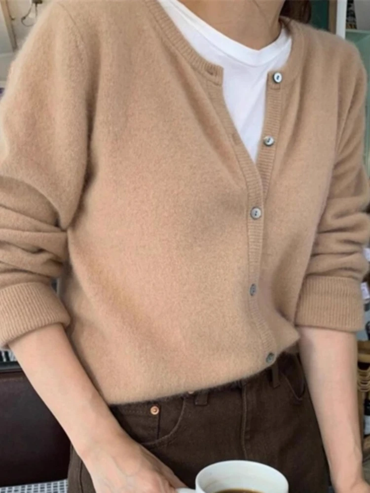 zjaiss Loose Casual Versatile Sweater 2026 Autumn Winter O-Neck Knit Women Cardigan Women Trendy Solid Color Warm Outerwear