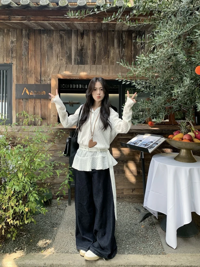 レディース ルーズ ロング スリーブ ニット セーター レース裾と透かしデザイン 韓国風 通勤 ファッション ホワイト トップス