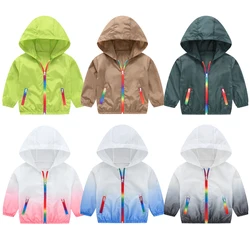 New Girls Sun Protective Jacket Thin Style Spring Summer Little Princess Coat Hooded Zipper Outerwear 3-12 Years Kids Clothes