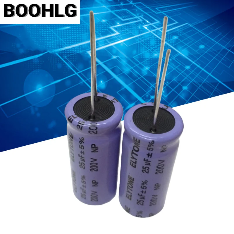 5PCS audio capacitor 25uf NP non-polar audio electrolytic capacitor 200v 25uf 16X36mm