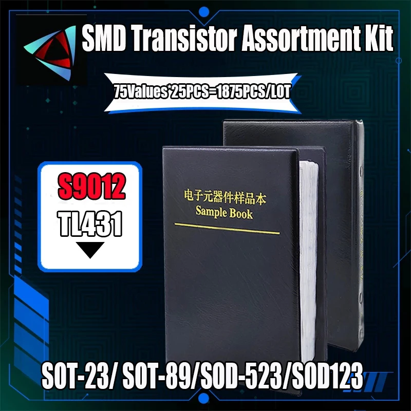 SOT-23 SMA 75 Values SOT89 SMD SMT NPN PNP SOD 4148 5551 2222 TL431 BC807 BC817 B772 Transistor And Diode Assortment Kit BOOK