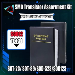 トランジスタおよびダイオードの品揃えキット,sot-23 sma 75値sot89 smd smt npn pnp sod 4148 5551 tl431 bc807 bc817 b772