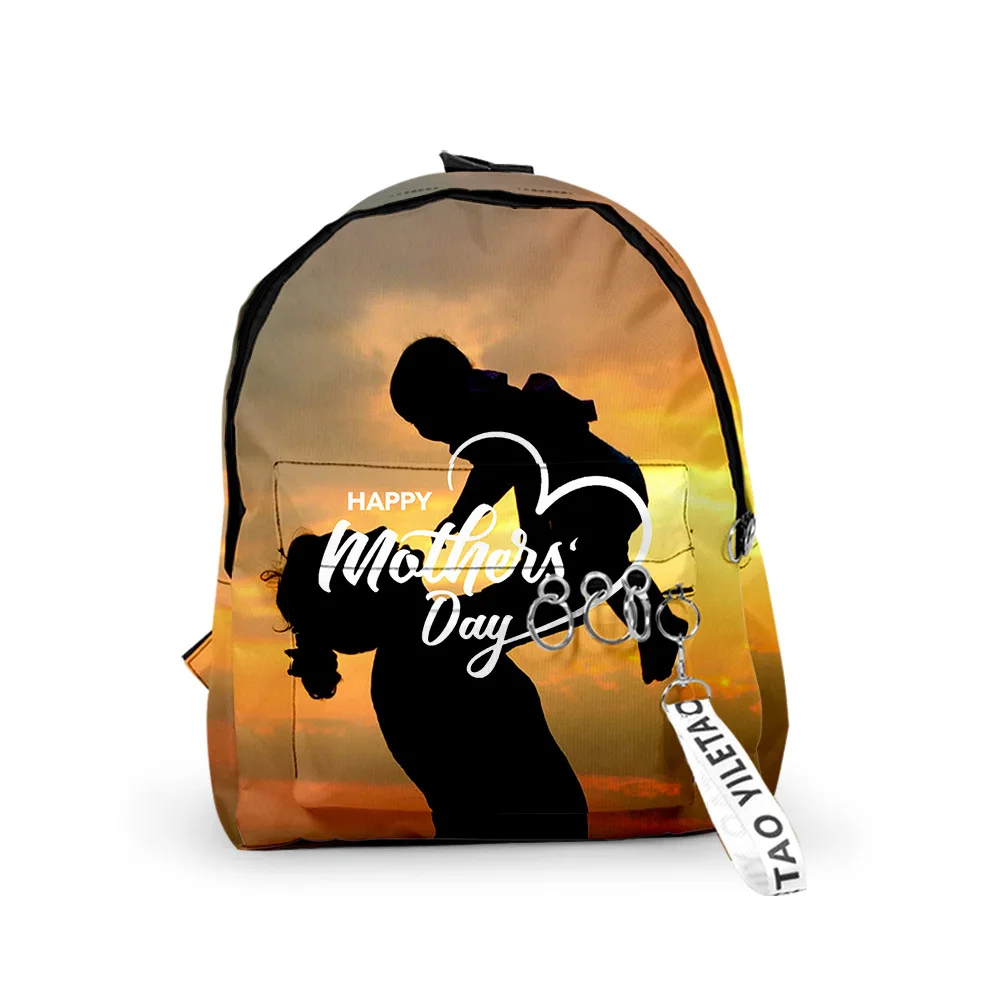 

Classic Novelty Mother's Day Backpacks Boys/Girls pupil School Bags 3D Print Keychains Oxford Waterproof Cute Small Backpacks