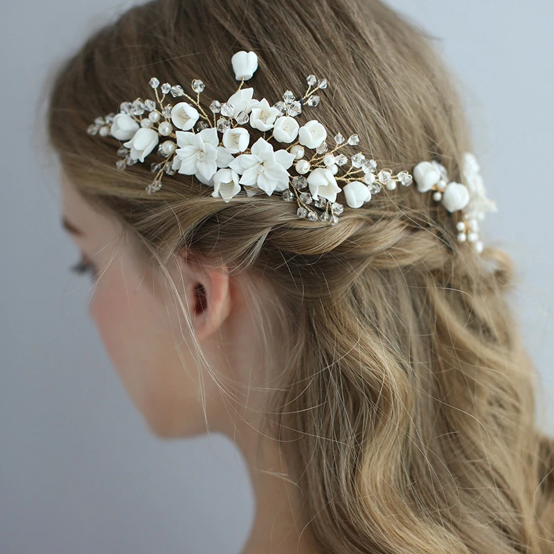 Acessórios para o cabelo de casamento, joias de cristal, flor, pente de cabelo, grampos de cabelo, enfeites de cabelo de noiva, tiaras femininas