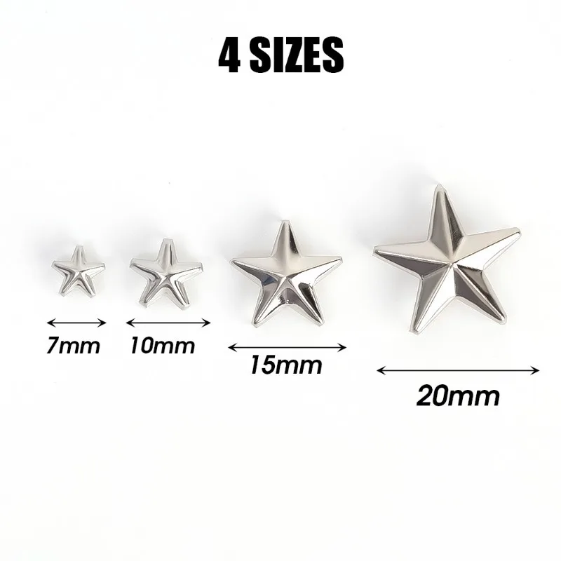 20/15/10/7mm Star Rivets Leather Craft DIY Studs Spikes Spots Nailhead Rock Punk Garment Sewing Decoration Clothing Accessories