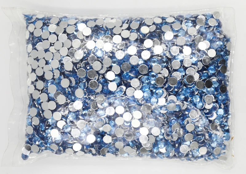 

Lt.Sapphire Color 1.5~12mm Flat Back Round Acrylic Rhinestones Beads,3D Acrylic Nail Art / Garment Decoration