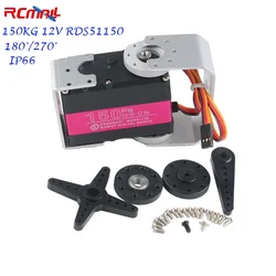 RCmall 150KG 12V RDS51150 High-torque Metal Robotic Digital Servo 180/270 Degree Double-shaft IP66 for Arduino DIY Large servo