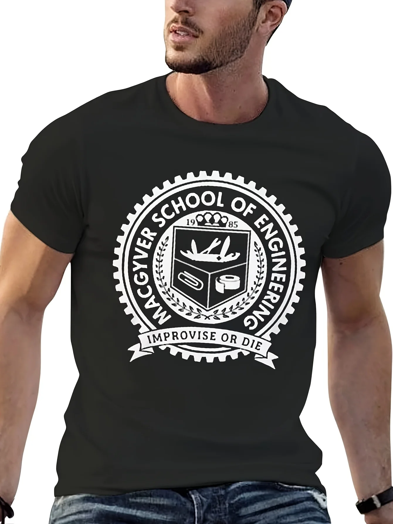 

MacGyver School of Engineering T-Shirt for Men - Vintage Graphic Tee