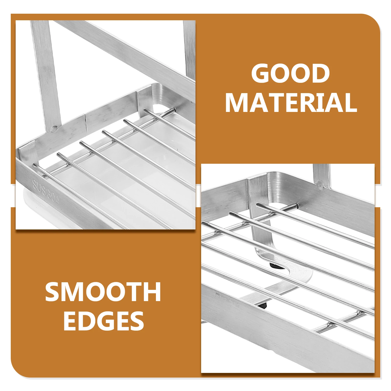 

Stainless Steel Sink ganizer Kitchen Sponge Holder Storage Rack Dish Soap Stand Countertop Space Saving Lightweight