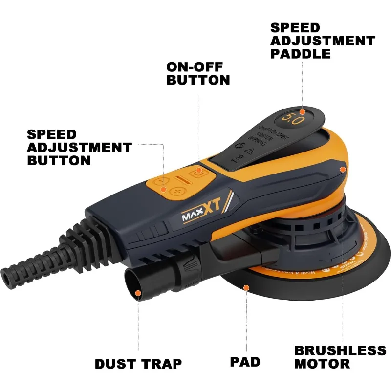 Electric 5mm random orbital sander, palm sander with brushless motor, 5